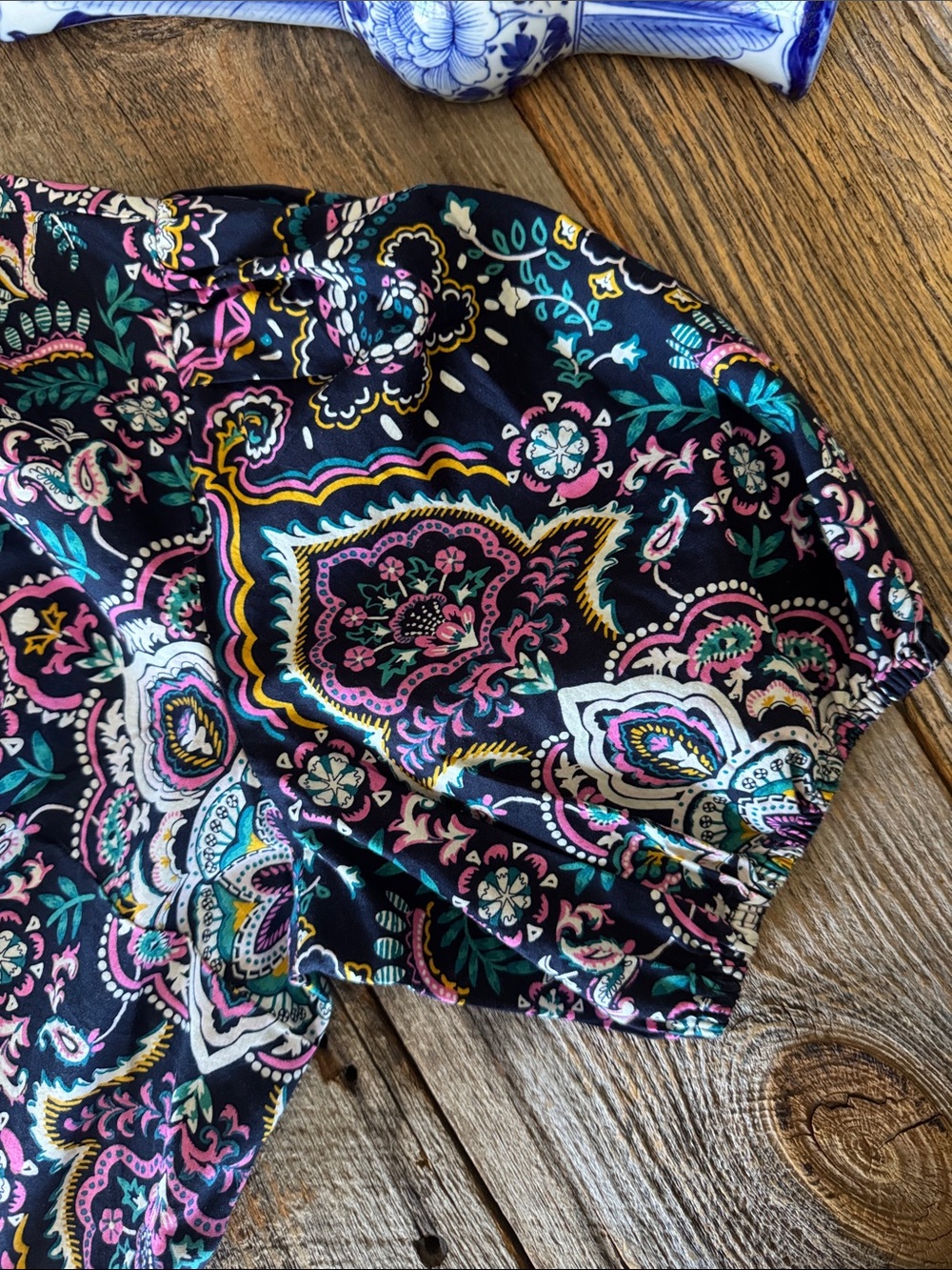 Crown & Ivy Puff Sleeve Ruffle Neck Paisley Printed Dress Size Large - Picture 5 of 11